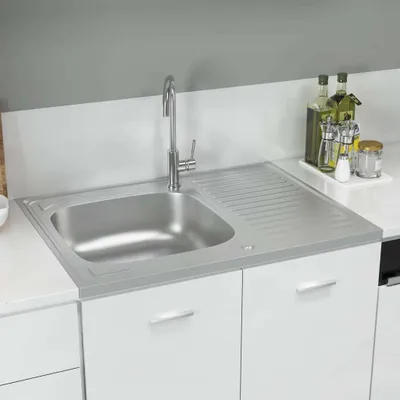 Produktbild von Spüle mit Abtropffläche Set Silbern 800x600x155 mm Edelstahl