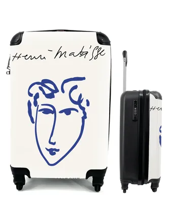 Produktbild von MuchoWow® Koffer Handgepäck Trolley Rollkoffer Kleine Reisekoffer mit 4 Rollen - Henri Matisse - Alte Meister - Porträt - Blau - Cabin Size < 55x40x23 cm & 55x40x20 cm - Fotokoffer - Kabinenkoffer - Boardgepäck - Reise-Box - Reisekoffer - Reisegepäck - Koffer mit Bild - Trolley für Kinder