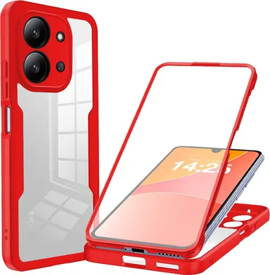 Produktbild von 360 Grad Rundum Schutz Handyhülle für Xiaomi Redmi 15C Full Cover Vollschutz Case Farbe: Rot