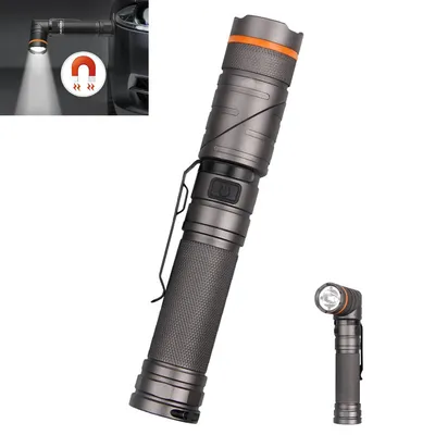 Produktbild von LED Taschenlampe Wiederaufladbare 1000 Lumen, Licht 2 in 1, 90 Grad Drehbar Kopf, Magnetfuß, IP65 Wasserdicht bei Regen, Bestrahlungsbereich 200-500 M