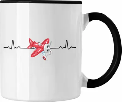 Produktbild von Trendation - Pilot Tasse Herzschlag Geschenk Bester pilot Sprüche (Schwarz)