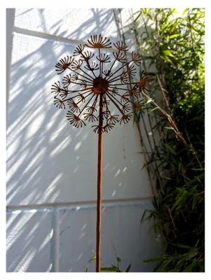 Produktbild von Edelrost Gartenstecker aus Eisen mit Löwenzahn-Motiv