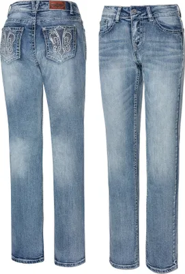 Produktbild von Western Damen Bootcut-Jeans »LEXI« Stone-Wash gestickte Details und Strass-Steinen