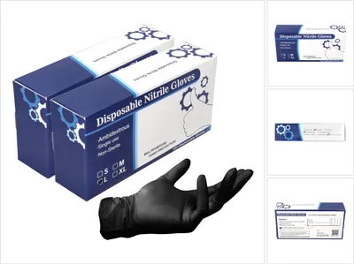 Produktbild von Nitril Einweg Handschuhe in Spenderbox Schwarz / Black 200 Stück Größe L / Large - nicht Steril