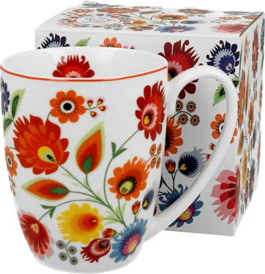 Produktbild von DUO ETNO Klassischer Becher 350 ml ŁOWICZ New Bone China Porzellan