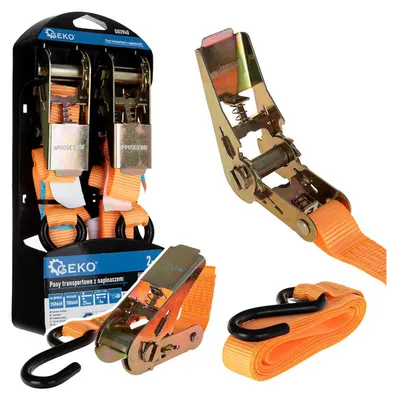 Immagine prodotto di Set-kit cinghia a cricchetto, di ancoraggio con tenditore a gancio, fissaggio 25 mm × 4 m, fino a 700 kg, 2 pezzi