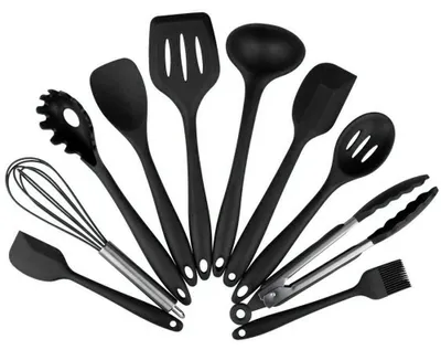 Obrázek produktu pro Sada kuchyňských pomůcek, 10 kusů - Vysoce kvalitní silikon - Bez BPA - Vhodné do myčky - Nepřilnavé - Snadno se čistí - Kuchyňské náčiní