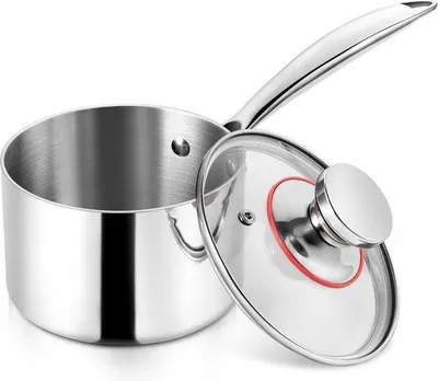 Immagine prodotto di Pentola in acciaio inossidabile da 16 cm, 1,7 l, adatta all'induzione, con manico lungo, senza rivestimento, lavabile in lavastoviglie