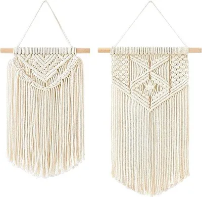 Immagine prodotto di Decorazioni da parete in macramè in seta sintetica, set da 2 pezzi, arazzi