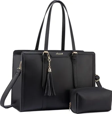 Produktbild von LOVEVOOK Laptoptasche 15,6 Zoll Handtasche Damen Umhängetasche Leder Tote Bag - Blau