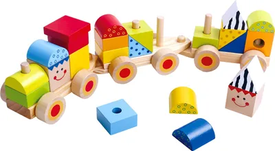 Obrázok produktu pre Tooky Toy stohovateľná drevená železnica, 26 kusov - drevené kocky na hranie lokomotíva
