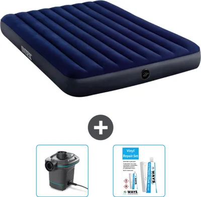 Produktbild von Intex Luftbett – 2 Personen – 152 x 203 x 25 cm – Blau – im Lieferumfang enthalten Pumpe en Reperaturset