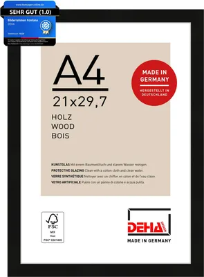 Produktbild von DEHA Design Holz Bilderrahmen Fontana, 21x29,7 cm (A4), Schwarz