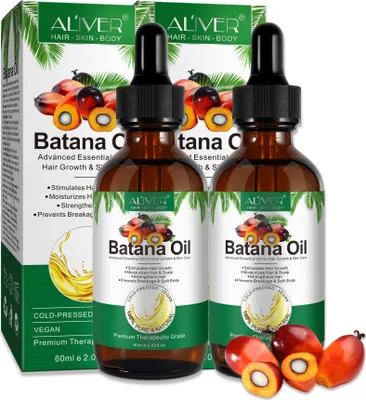 Produktbild von Batana Öl für Haare Haarwachstum Haarpflege Gesicht Haut Nägel Bio Vegan, 2x 60ml