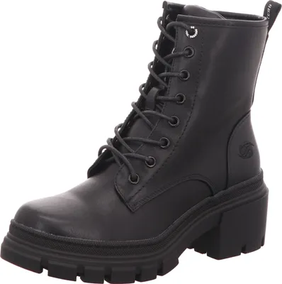 A studio shot of a black boot.