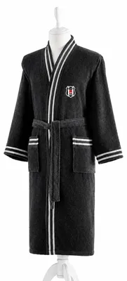 Produktbild von Taç Beşiktaş JK Jacquard Shawl Collar Bathrobe – Bathrobe Made of 100% Baumwolle – Woven Club Pattern & Logo Embroidery