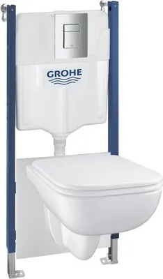 Produktbild von WC-Komplettset GROHE Solido Compact, 5-in-1, Weiß, 1.13 m, Keramik, Inkl. Spülkasten, Betätigungsplatte, Wandhalterungen