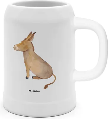 Produktbild von Mr. & Mrs. Panda Steinkrug Esel - Weiß - Geschenk, Zuversicht, Krug, Weisheit, Humpen, Bierbecher, Ziel, Keramikkrug, Gute Laune, Seidel, Mut, Positive Gedanken
