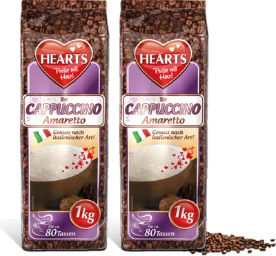 Produktbild von HEARTS Cappuccino Amaretto 2 x 1kg Kaffeespezialität