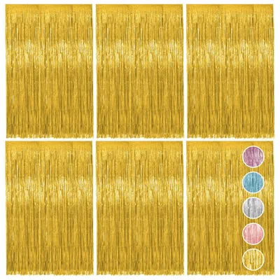 Produktbild von Lametta-Vorhang-Set, 6 Stück, Gold, 1 m x 2 m