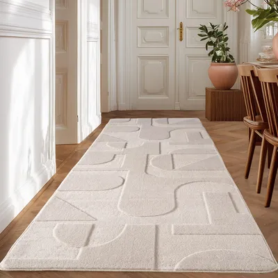 Produktbild von Homebyhome Boho Teppich Skandinavischer Kurzflor mit 3D Effekt, Waschbar Teppich für Wohnzimmer, Grösse: 80x150 cm