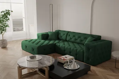 Image de Canapé d'angle pour salon CLOUD élégant, plusieurs couleurs, canapé d'angle vert gauche