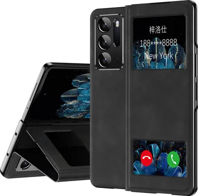 Produktbild von Oppo Find N Hülle, Schlank Flip Leder View-Fenster Schutzhülle mit Standfunktion für Oppo Find N Schwarz
