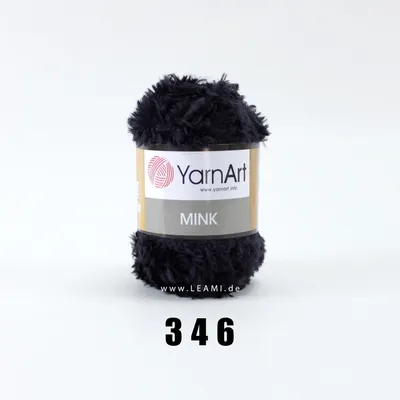 A ball of black yarn with a label on a white background.