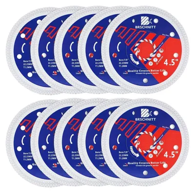 Image de Disque de tronçonnage diamanté de 115 mm, lot de 10, pour carrelage, céramique et granit