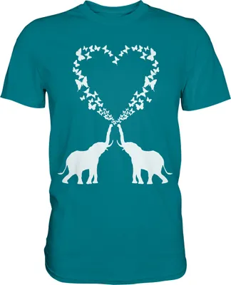 Produktbild von Elefant Herz Schmetterling T-Shirt – Diva Blue / L