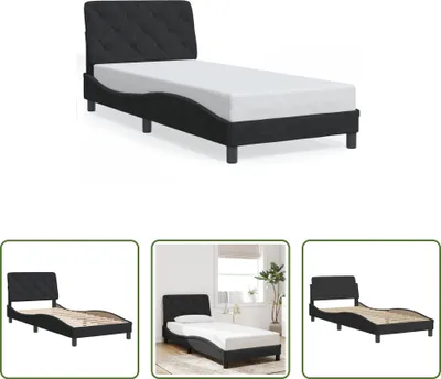 Produktbild von The Living Store Bettgestell mit Kopfteil Schwarz 80x200 cm Samt