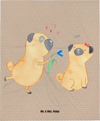 Produktbild von Mr. & Mrs. Panda Fleecedecke Mops Verliebt - Hundeglück - Geschenk, Sprüche, Schlummerdecke, Hund, Liebe, Babydecke, Knuffig, Plaid, Erstlingsdecke, Freund, Kinderdecke