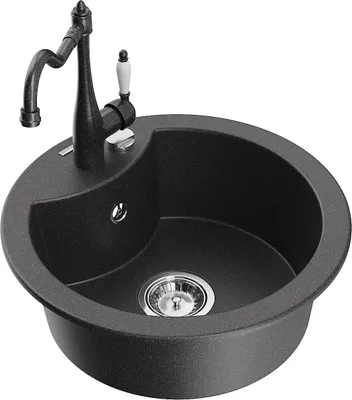Produktbild von Mexen Diego 1-Becken-Granit-Spüle mit Mischbatterie Carla, Schwarz gesprenkelt - 6512-76-670700-76