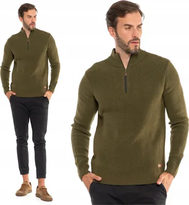 Zdjęcie produktu dla Sweter męski z kołnierzykiem Elegancki ciepły sweter MORAJ M