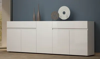 Produktbild von Sideboard >Mister< in weiss, Lack Hochglanz - 225x80x38cm (BxHxT)