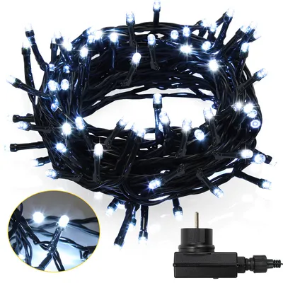 Zdjęcie produktu dla Jayseuw lampki choinkowe 20m 200LED 8 trybów oświetlenia IP44 wodoodporna dekoracja ogrodu na wesele, zimna biel