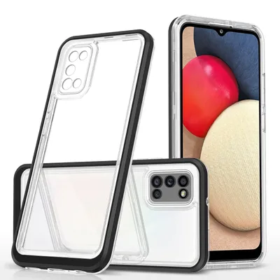 Produktbild von 3in1 transparente Hlle fr Samsung Galaxy A03s (166) mit Gelrahmen, schwarz