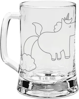 Produktbild von Mr. & Mrs. Panda Humpen Einhorn Pupsen - Transparent - Geschenk, Unicorn, Glitzer, Freundin, Glas Bierkrug, Seidel, Pups, Krug, Regenbogen, Gravur, Lustig