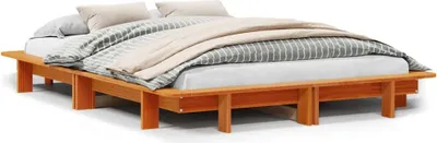 Produktbild von vidaXL Massivholzbett ohne Matratze Wachsbraun 135x190 cm Kiefernholz