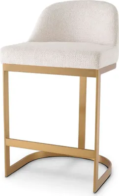 Produktbild von Casa Padrino Luxus Barstuhl Cremeweiß / Messing 53 x 51 x H. 93 cm - Gepolsterter Edelstahl Barhocker - Bar Möbel - Luxus Möbel - Luxus Qualität