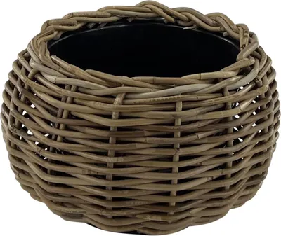 Produktbild von Rotan Drypot Bol - ø 29 x 19 cm - Runder Pflanzkasten - Nachhaltiger Pflanzkasten mit recycelter wasserdichter Kunststoff-Innenseite - Grau