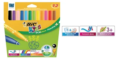 Productafbeelding van BIC KIDS Fiberstiften Visacolor XL ecolutions, 12 stuks in kartonnen doos