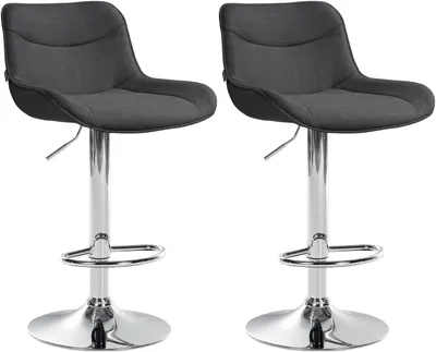 Produktbild von 2er Set Barhocker Vonore Stoff chrom dunkelgrau