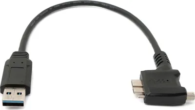 Produktbild von SYSTEM-S USB 3.0 Kabel 30 cm Micro B Stecker zu Typ A Stecker Schraube Winkel in Schwarz