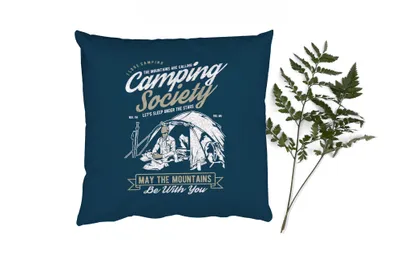 Produktbild von MuchoWow® Zierkissen Sofakissen Wohnzimmer Dekokissen 50x50 cm Zelt - Camping - Retro - Komfort - Sofakissen