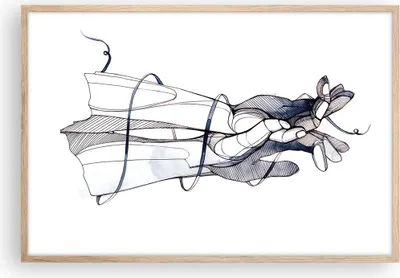Produktbild von Gerahmtes Poster - Rahmen in heller Eiche - Hände Surrealismus Grafik - 91,5x61 cm - Wand Bild - Wanddeko - Wandbilder - Kunstposter - Wandposter - Bilderrahmen - Bilder - Kunstdruck - P2NAA91x61-4447