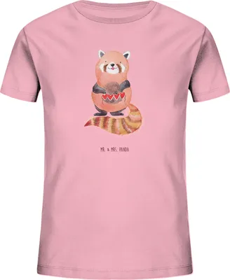 Produktbild von Mr. & Mrs. Panda Kleinkinder T-Shirt Roter Panda 7-8 Jahre (122/128) - Baumwolle Pink - Geschenk, Jungen, Teenager, Kinder Baumwoll, Herz, Liebe, Liebling, Rot, Kindershirt