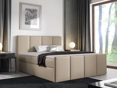 Obrázek produktu pro Hotelová manželská postel 160x200 MORALA - béžová 2 + topper