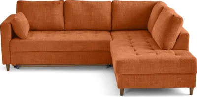Image de Lisa Design Anna - canapé d'angle droit 5 places convertible en velours texturé , Rouille