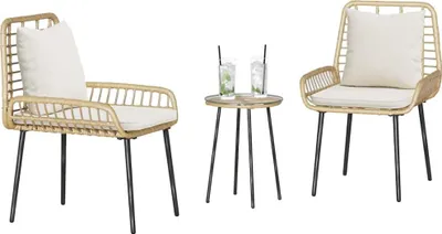 Produktbild von vidaXL Garten Essgruppe 3 stk. Braun und Creme Poly-Rattan